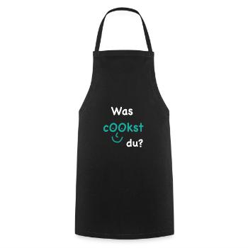 Was Cookst Du? - Kochschürze - Schwarz - Vorne - AI Model Male 185 dark (185cm)