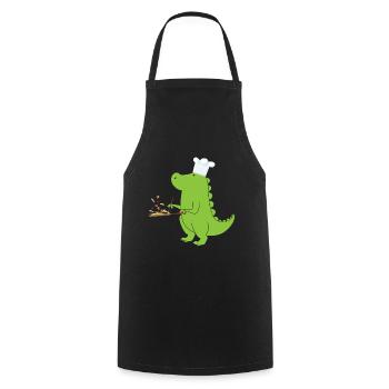 Dino T-Rex Chef Koch bei der Arbeit - Kochschürze - Schwarz - Vorne - AI Model Male 185 dark (185cm)