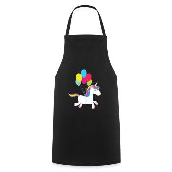 Unicorn takes off with balloons - Cooking Apron - black - Front - AI Model Male 185 dark (185cm)