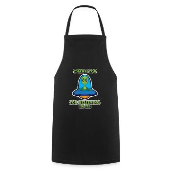 Thank you Believer UFO Alien Women Men Kids - Cooking Apron - black - Front - AI Model Male 185 dark (185cm)