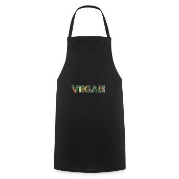 Vegan - Kochschürze - Schwarz - Vorne - AI Model Male 185 dark (185cm)