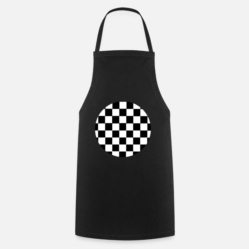 Checkered circle - Cooking Apron - black