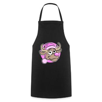 Christmas in Pink - Reindeer in Pink - Cooking Apron - black - Front - AI Model Male 185 dark (185cm)
