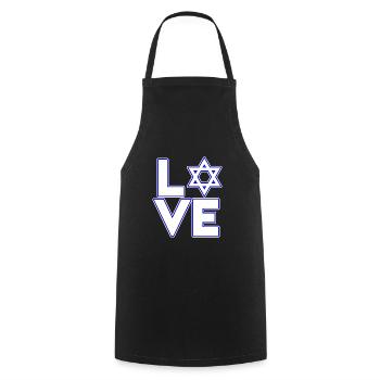 Jewish Hanukkah with Star of David - Love - Cooking Apron - black - Front - AI Model Male 185 dark (185cm)