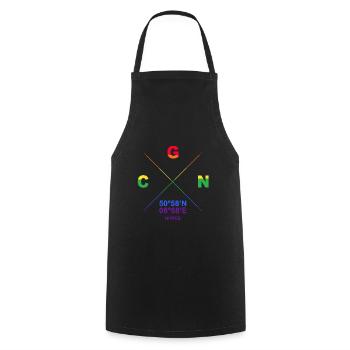 CGN Nippes Veedel Koordinaten Gay Pride CSD - Kochschürze - Schwarz - Vorne - AI Model Male 185 dark (185cm)