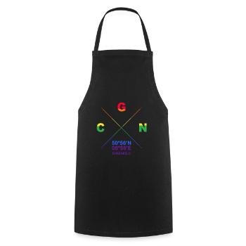 CGN Ehrenfeld Veedel Koordinaten Gay Pride CSD - Kochschürze - Schwarz - Vorne - AI Model Male 185 dark (185cm)