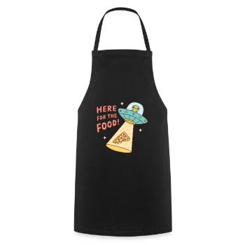 OVNI extraterrestre mignon ici pour la pizza de nourriture - Tablier de cuisine - noir - Devant - AI Model Male 185 dark (185cm)