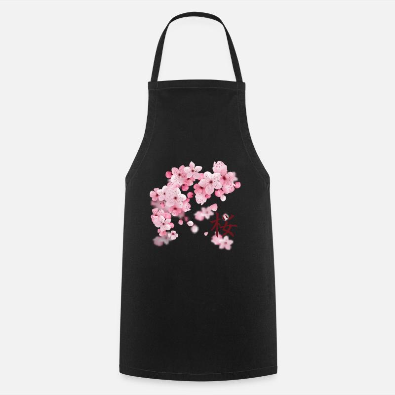 Japanese Cherry Blossoms - Sakura - Cooking Apron - black