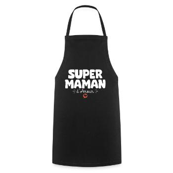 Maman drôle Fête des mères Super maman d'amour - Tablier de cuisine - noir - Devant - AI Model Male 185 dark (185cm)