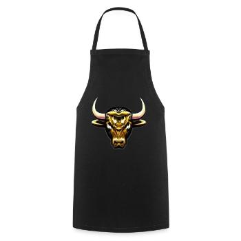 STILISIERTER GOLDENER STIER - Kochschürze - Schwarz - Vorne - AI Model Male 185 dark (185cm)