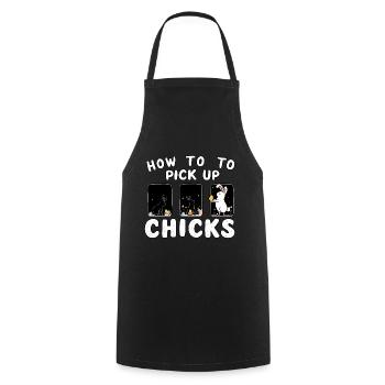 How to pick up Chicks - Cooking Apron - black - Front - AI Model Male 185 dark (185cm)
