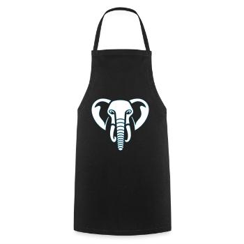 Elephant Majesty: elephant's head print, blue. - Cooking Apron - black - Front - AI Model Male 185 dark (185cm)