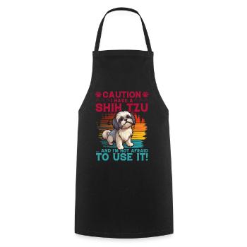Attention j’ai un Shih Tzu et je n’ai pas peur de - Tablier de cuisine - noir - Devant - AI Model Male 185 dark (185cm)