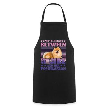 Never stand between a Girl and her Pomeranian - Cooking Apron - black - Front - AI Model Male 185 dark (185cm)