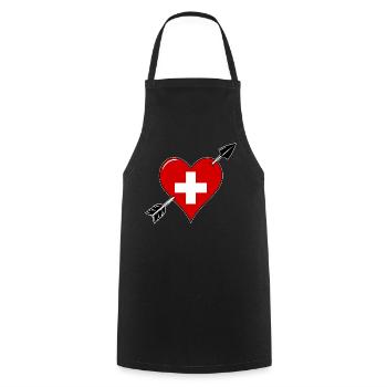 La Suisse drapeau coeur amoureux - Tablier de cuisine - noir - Devant - AI Model Male 185 dark (185cm)
