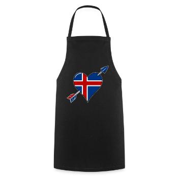 Drapeau islandais coeur amoureux - Tablier de cuisine - noir - Devant - AI Model Male 185 dark (185cm)