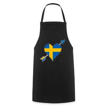 La Suède drapeau coeur amoureux - Tablier de cuisine - noir - Devant - AI Model Male 185 dark (185cm)
