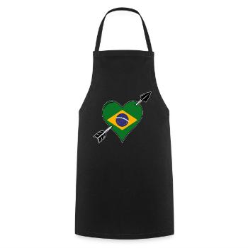 Brazil flag heart in love - Cooking Apron - black - Front - AI Model Male 185 dark (185cm)