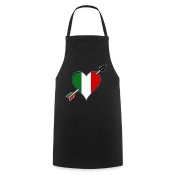 Italie drapeau coeur amoureux - Tablier de cuisine - noir - Devant - AI Model Male 185 dark (185cm)