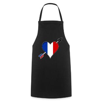 La France drapeau coeur amoureux - Tablier de cuisine - noir - Devant - AI Model Male 185 dark (185cm)