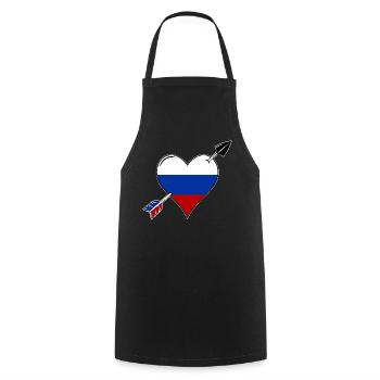 Russia flag heart in love - Cooking Apron - black - Front - AI Model Male 185 dark (185cm)