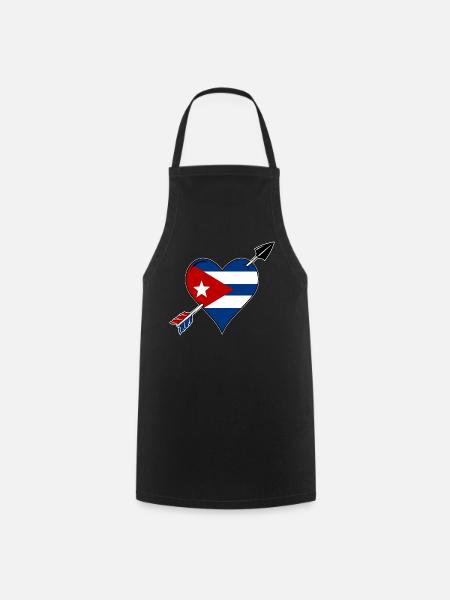 Cuba drapeau coeur amoureux - Tablier de cuisine - noir