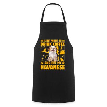 I just want to drink Coffee and pet my Havanese - Kochschürze - Schwarz - Vorne - AI Model Male 185 dark (185cm)