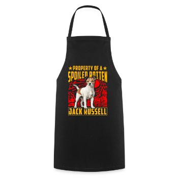 Property of a spoiled rotten Jack Russell - Cooking Apron - black - Front - AI Model Male 185 dark (185cm)