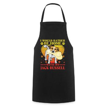 Je préfère être à la maison avec mon Jack Russell - Tablier de cuisine - noir - Devant - AI Model Male 185 dark (185cm)