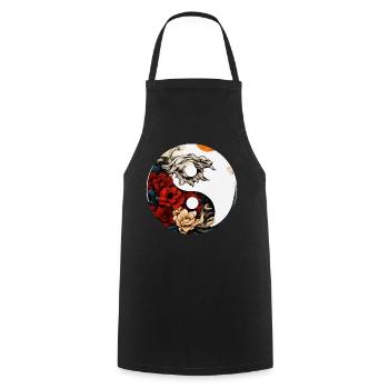 Yin Yang Blume - Kochschürze - Schwarz - Vorne - AI Model Male 185 dark (185cm)