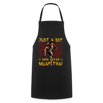 Just a Boy who loves Muay Thai - Cooking Apron - black - Front - AI Model Male 185 dark (185cm)