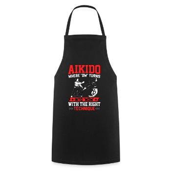 Aikido, wo mit dem Richtigen aus dem Au ein Wow wird - Kochschürze - Schwarz - Vorne - AI Model Male 185 dark (185cm)