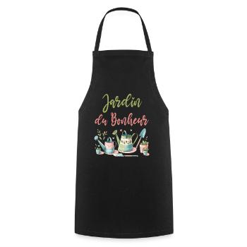 Jardin du bonheur cadeau femme jardinage fleurs - Tablier de cuisine - noir - Devant - AI Model Male 185 dark (185cm)