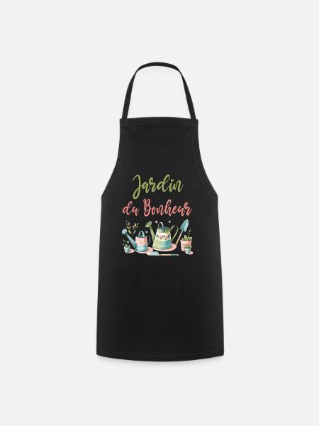 Jardin du bonheur cadeau femme jardinage fleurs - Tablier de cuisine - noir