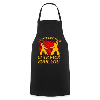Ne vous laissez pas tromper par ce joli visage - Tablier de cuisine - noir - Devant - AI Model Male 185 dark (185cm)