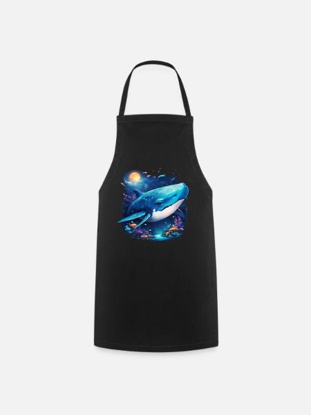 Baleine bleue - Tablier de cuisine - noir