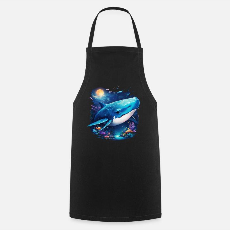 Baleine bleue - Tablier de cuisine - noir