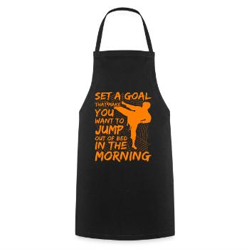 Fixez-vous un objectif qui vous donne envie de sauter du lit - Tablier de cuisine - noir - Devant - AI Model Male 185 dark (185cm)