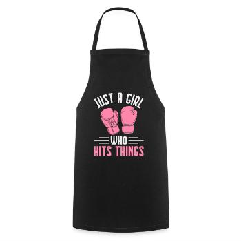Just A Girl who hits things - Cooking Apron - black - Front - AI Model Male 185 dark (185cm)