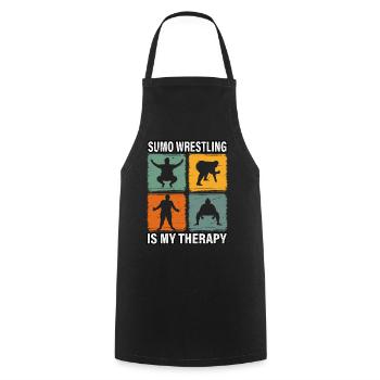 La lutte sumo est ma thérapie - Tablier de cuisine - noir - Devant - AI Model Male 185 dark (185cm)