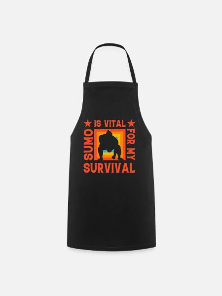 Sumo is vital for my Survival - Cooking Apron - black
