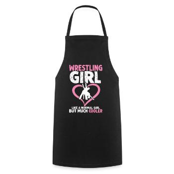 Wrestling Girl wie ein normales Girl, aber viel cooler - Kochschürze - Schwarz - Vorne - AI Model Male 185 dark (185cm)