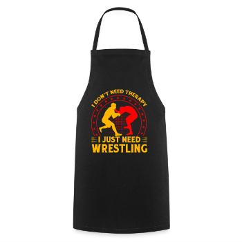 Ich brauche keine Therapie, ich brauche nur Wrestling - Kochschürze - Schwarz - Vorne - AI Model Male 185 dark (185cm)