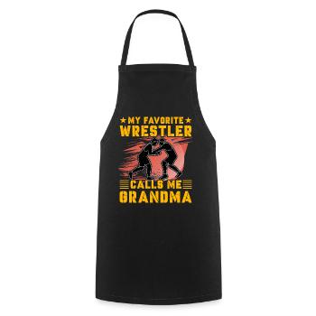 My favorite Wrestler calls me Grandma - Kochschürze - Schwarz - Vorne - AI Model Male 185 dark (185cm)