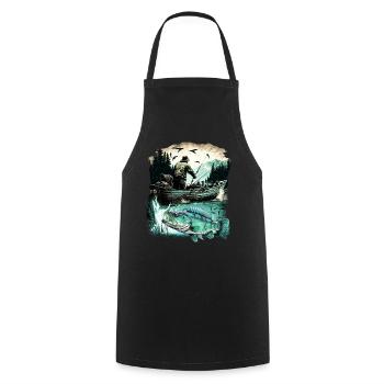 Poisson bar - Tablier de cuisine - noir - Devant - AI Model Male 185 dark (185cm)