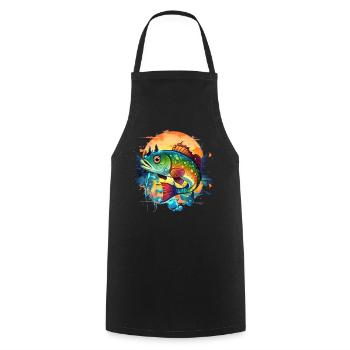 Poisson bar - Tablier de cuisine - noir - Devant - AI Model Male 185 dark (185cm)