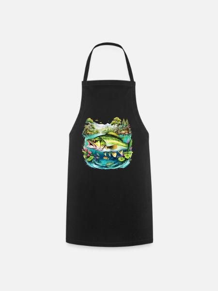 Barsch-Fisch - Kochschürze - Schwarz
