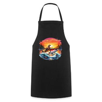 Perch Fish - Cooking Apron - black - Front - AI Model Male 185 dark (185cm)
