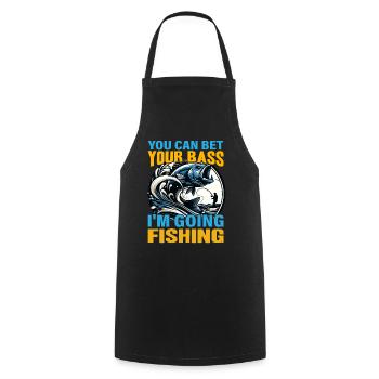 You can bet your Bass I'm going Fishing - Cooking Apron - black - Front - AI Model Male 185 dark (185cm)
