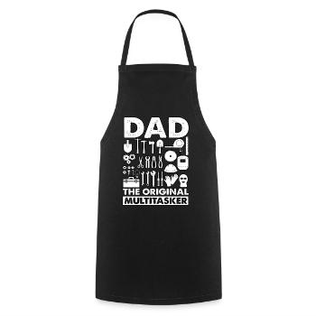 Papa, der ursprüngliche Multitasker - Kochschürze - Schwarz - Vorne - AI Model Male 185 dark (185cm)